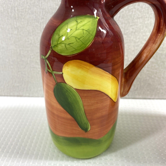 Vinegar & Oil Cruet Set Ceramic Chili Peppers Home Decor Handle Spout - Picture 5 of 12